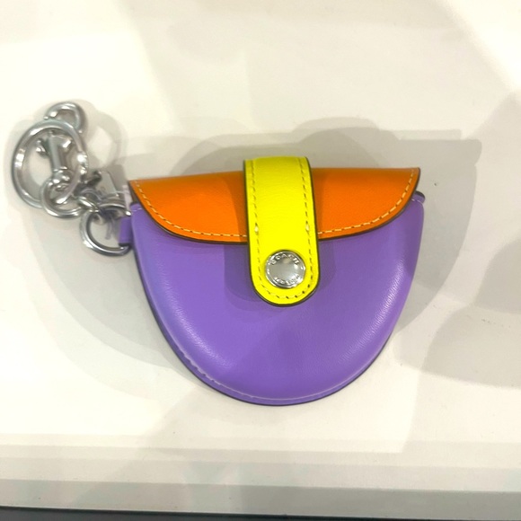 NWT Coach Outlet Mini Saddle Bag Charm In Colorblock - Picture 2 of 4